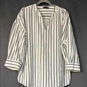 Striped Men's Shirt - White and Black